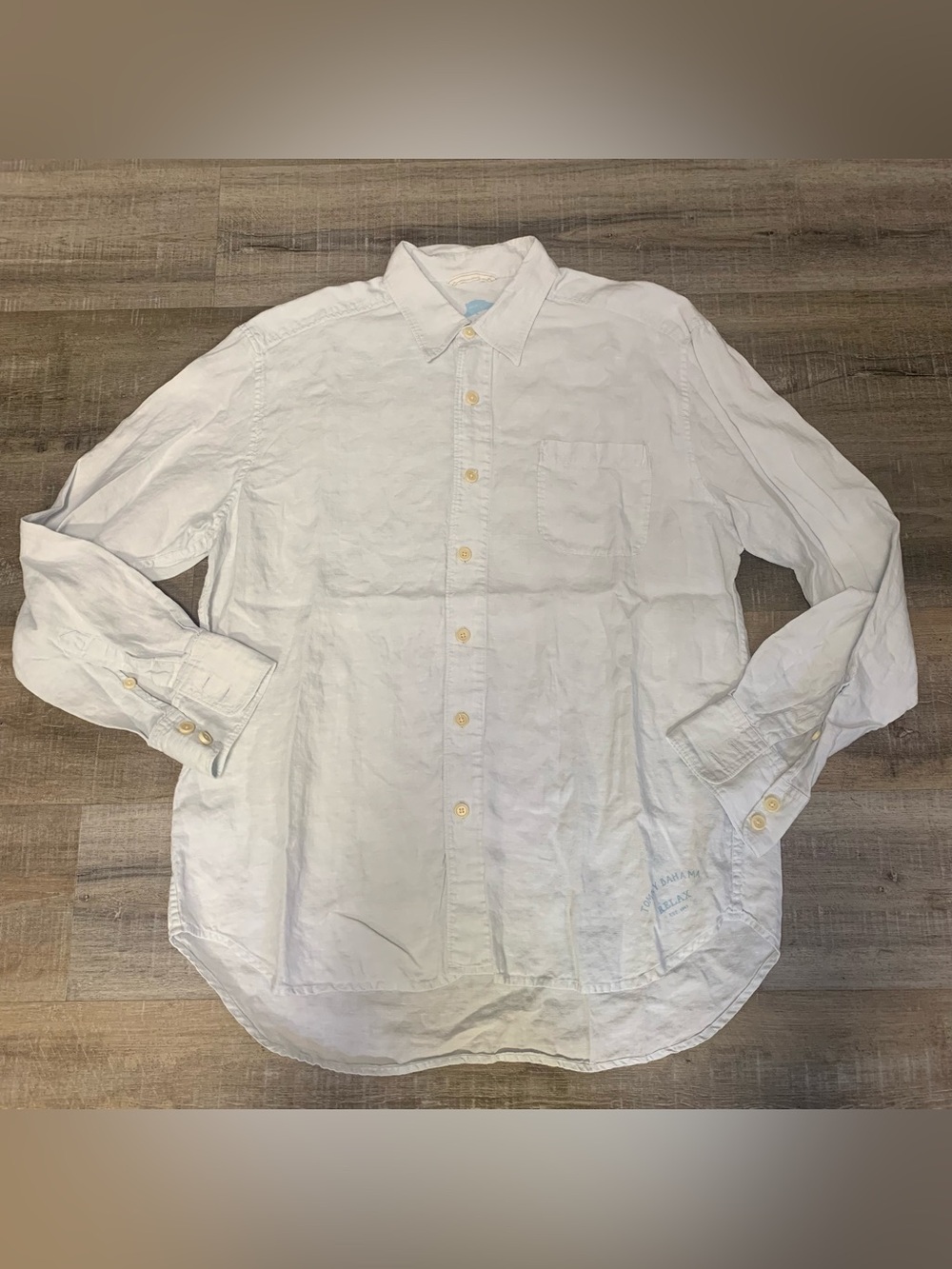 Tommy Bahama Light Blue Linen Button Up Long Sleeve Shirt Men’s Large